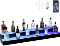 YITAHOME LED Lighted Liquor Bottle Display Shelf, 2 Tiers 48 Inches, Bar Liquor Alcohol Shelf for Home and Party, Supports USB & Power Bank, Acrylic Whiskey Rack Stand with Remote & App Control