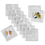 Zippered Pill Pouch Bags - 12 Pcs, Slide Lock Clear Plastic Mini Bags, BPA-Free for Pills Vitamins, Supplements, Medications, Jewelry, Crafts, Small Objects - Self-Sealing, Reusable, Travel-Friendly