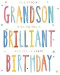 Blooming Wishes Special Grandson Birthday Card - Text and Stars with an Attractive Foil and Flitter Finish - Greeting Card for Him (PG-JRIJ0016)