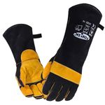 TOPDC Welding Gloves 16 Inches 932°F Heat Resistant Leather For Mig, Tig, Stick, Forge, BBQ, Grill, Fireplace, Wood Stove, Oven, Animal Handling for Safe