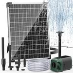 Biling Solar Pond Fountain 20W Solar Powered Water Pump for Outdoor Garden Small Pond, with Adjustable Water Flow, 875 L/H Quiet Pump 4 Nozzles 2M Hose 5M Cable DIY Water Feature Waterfall Dog Pool
