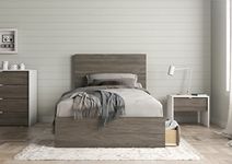Nexera 3-Piece Bedroom Set with Bed Frame, Headboard & Nightstand, Twin|Bark Grey & White