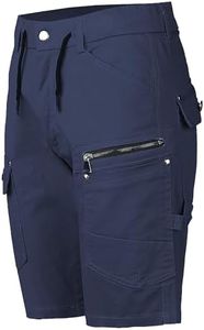 BIG BEE Utility Work Cargo Shorts Stretch Cotton Short Pants Belt Loops Elastic Waist Navy