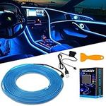 Keiurot El Wire Lights USB Neon Wire Blue 5M/16Ft for Car Ambient Lighting Atmosphere Car Led Interior Strip Light Sewing Edge Decoration