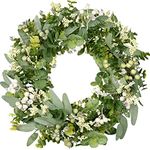 COLORSPEC Eucalyptus Wreath for Front Door, 46 cm/18 inch Spring Summer Green Wreath, Lifelike Artificial Small Door Wreath Decoration for Farmhouse, Wedding, Home, Window, Wall, Fireplace