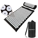 Acupressure Mat and Pillow Set with Bag - Large Size 73 X 42CM Acupuncture Mat for Neck & Back Pain, Muscle Relaxation Stress Relief, Sciatica Pain Relief Pillow (Black)