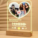 uniqicon Custom Music Plaque Spotify Code Anniversary Couples Song Plaque Gift Ideas Led Light Gifts Custom Walnut Picture Frame for Mom Boyfriend Grandma Men