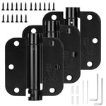 Sophia Self-Closing Door Hinge 3.5 Inch Rounded 5/8 Radius Interior, Spring Loaded Hinge Adjustable Tension for Garage Residential Standard Bedroom Indoor Doors, 3 Pack, Oil Rubbed Bronze