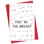 D4DREAM Funny Valentines Day Card for Wife You're the Breast Rude Anniversary Card for Wife Naughty Valentines Day Gifts for Her Cheeky Anniversary Birthday Cards with Envelope for Women Girlfriend Her