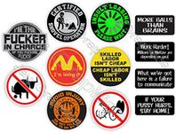 (12 pack) Funny Hard Hat Stickers / Funniest Motorcycle Welding Helmet Sticker Decals Set Lot / Labels Safety Badges Operator Pipefitter Laborer Construction Foreman Scaffold Dirty Rude Humor Boss