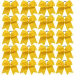 Hipcheer 20Pcs 8" Large Gold Cheer Bows for Girls, Hand-made Grosgrain Ribbon Hair Accessories for Teen Girls Softball Cheerleader Sports (Gold 2)