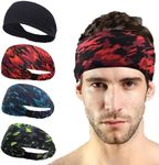 Sports Headbands 4 Pack Men and Women's Multicolor Workout Sweatbands Double-Layer Elastic Workout Headbands for Yoga/Running/Cycling/Fitness (Style 1)