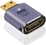 Poyiccot 8K Mini HDMI to HDMI Adapter, Mini HDMI Male to HDMI Female Adapter 8k 4K 3D HDR 48Gbps High Speed with LED Indicators, Compatible with Camera, Projector, Tablet, Raspberry Pi, 1pcs