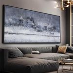 Abstract Wall Art Wall Decor Gray And White Blue Modern Canvas Art Print Abstract Artwork Framed Pictures For Living Room Bedroom Bathroom Office Home Decor Can Be Hung 20"X 40"