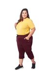 CUPID Women Plus Size Plain Cotton Half Regular Pant, 3/4Th Sports N Casual Night Short Pant, Knee Length Capris For Ladies_Wine_7XL