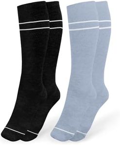 Kindred Bravely Maternity Compression Socks 2-Pack | Graduated Compression Socks for Circulation Pregnancy Travel (Stone Blue & Black, Small)