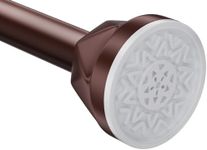 Shower Rod 32-80 Inches, No Drill Tension, Never Rust Anti-Slip Curtain Rod for Bathroom Window, Adjustable Brown