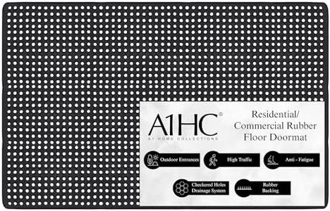 A1 Home Collections Checkered Holes Multi-Utility Heavy Duty Commercial Mats, 48"X72", Large Scrapper Doormat for Wet and Dry Area, Non-Slip for Front Door, Entry, Garage, Patio, High Traffic Areas