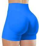 Unthewe Womens Workout Seamless Scrunch Butt Lifting Shorts High Waisted Tummy Control Gym Yoga Shorts, #1 Royal Blue, Small