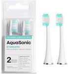 AquaSonic Standard Replacement Brush Heads | for Normal & Sensitive Teeth | Compatible with Many AquaSonic Toothbrush Handles (2 Pack White)