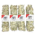 R&D CRAFTS - Indian White Sage 4 Bundles Set - 6 Inches - 25gms Each - for Cleansing Healing Remove Negativity Dhuni Puja