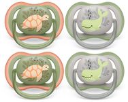 Philips Avent Ultra Air Pacifier 6-18m, Orange Turtle/Green Whale, 4 pack SCF085/53