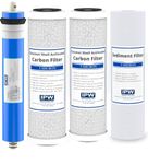 Complete 4-Pack Replacement Filter Kit for Krystal Pure KR15 RO System - Includes Membrane, Carbon Block Filters & Polypropylene Sediment Filter