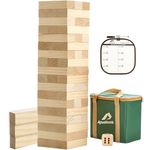 ApudArmis 54 PCS Tumble Timber Set, Pinewood Tumble Tower Game with Dice and Scoreboard - Classic Stacking Board Game for Kids Children Teenagers (1.5Ft to Over 3Ft)