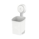 Nyarra Toothbrush Holder for Bathroom, Easy One Push Wall Mount with Powerful Vacuum Suction Cup, Multifunctional Organizer White & Hollow Ventilation Design [NR-0562]acrylonitrile_butadiene_styrene