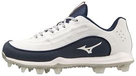 Mizuno Women's Finch Elite 6 Low TPU Softball Cleat, White-Navy, 8.5