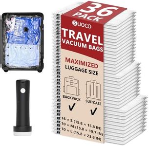 Travel Vacuum Bags for Clothing with Cordless Pump 36 Combo, Clear