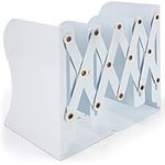 Belle Vous Adjustable White Metal Heavy-Duty Bookends - Extendable up to 41cm/16.14 Inches Anti-Slip Non-Skid Book Stopper Support For Books, CDs, Shelves, Office, Library, Home and School