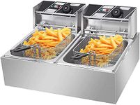 Queene Commercial Double Electric Fryer 12 Litres 2500W + 2500W, Stainless Steel