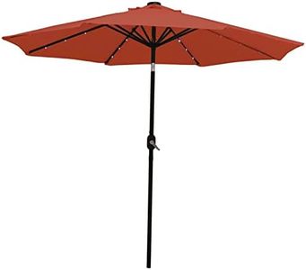 Sunnydaze 9-Foot Patio Umbrella with Solar LED Lights and Push Button Tilt - Aluminum Pole and Polyester Canopy - Burnt Orange