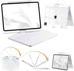 Keyboard Case for iPad Air 13 Inch (M3/M2, 2025/2024)/ iPad Pro 12.9" (6/5/4/3 Gen)2022 2021 2020 2018, Wireless iPad Case with Keyboard Multi-Touch Trackpad, Battery Level Visualization, White