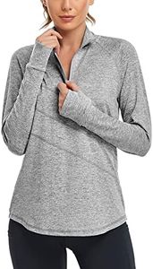 Women's Moisture Wicking Long Sleeve Zip Up O-Neck Thumbhole Gym Tops - Cucuchy Golf Yoga Fitness Apparel