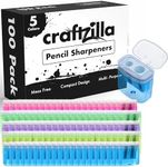 Craftzilla Pencil Sharpener 100-Pack - Manual Pencil Sharpener for Kids with Lid - Crayon Sharpener - Double Hole Pencil Sharpeners for School, Office, and Home