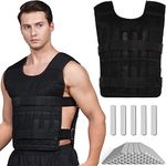 Nasmodo Adjustable 10 kg Weighted Vest Jacket for Men with 50 steel Plates Gym, Workout Weight Jacket for women Running,Training,Fitness Cross fit Sleeveless Vests Gym Vest Belt for Unisex(Black)