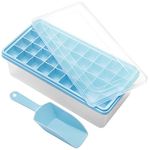 Food-grade Silicone Ice Cube Tray with Lid and Storage Bin for Freezer, Easy-Release 36 Small Nugget Ice Tray with Spill-Resistant Cover&Bucket, Flexible Ice Cube Molds with Ice Container, Scoop Cover