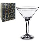 Personalised Engraved Moindre Martini Glass with Gift Box, Customise with Your Message