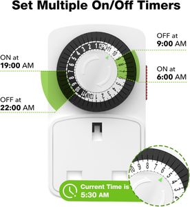 HBN 24-Hour Timer Plug Set – 3-Pack Mechanical Switch Sockets