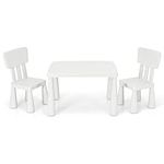 Maxmass Kids Activity Play Table & Chair Set, Children Multifunction Study Table with 2 Chairs, Kids Furniture Set for Drawing, Arts & Crafts and Snack Time (White)