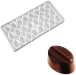 O'Creme Clear Polycarbonate 1-Piece Chocolate Mold Transparent Candy Mould, Ridged Oval 24 Cavities