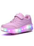 Roller Skates Shoes LED Light Up Wheel Shoes for Kids, Pink, 37 EU