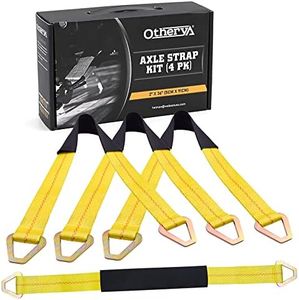 Otherya 2inch X 36inch Long Axle Tie Down Straps with D-Ring and Protective Sleeve -10,000 Pound Capacity - Auto Car Hauler Tie Downs Tow Wrecker for Demco Kar Kaddy Dollys (Pack of 4)