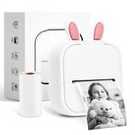 Mini Printer - T02 Bluetooth Inkless Instant Photo Printer, Small Thermal Pocket Sticker Printer, Portable Mobile Phone Picture Printer, for Students Birthday, Children, White