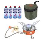 Ship Ultra-Light Small Volume Folding Camping Butane Gas Stove Burner with 4 Butane Gas Canister Of 225g/Can