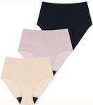 AIRCUTE Cotton Absorbency Incontinence Underwear for Women Urinary Bladder Leakage Protection, Reusable High Waist Panties for Leak Proof, 3 Packs (3X-Large, Black-Beige-Dusk)