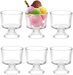 BSTKEY 6PCS Set 10 oz Glass Dessert Bowls/Cups, Cute Footed Dessert Bowls for Ice Cream Trifle Fruit Pudding Snack Salad Condiment Sundae Cocktail Drinks Party