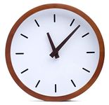 Driini Modern Wood Analog Wall Clock (12") - Battery Operated with Silent Sweep Movement - Small Decorative Wooden Clocks for Bedrooms, Bathroom, Kitchen, Living Room, Office or Classroom